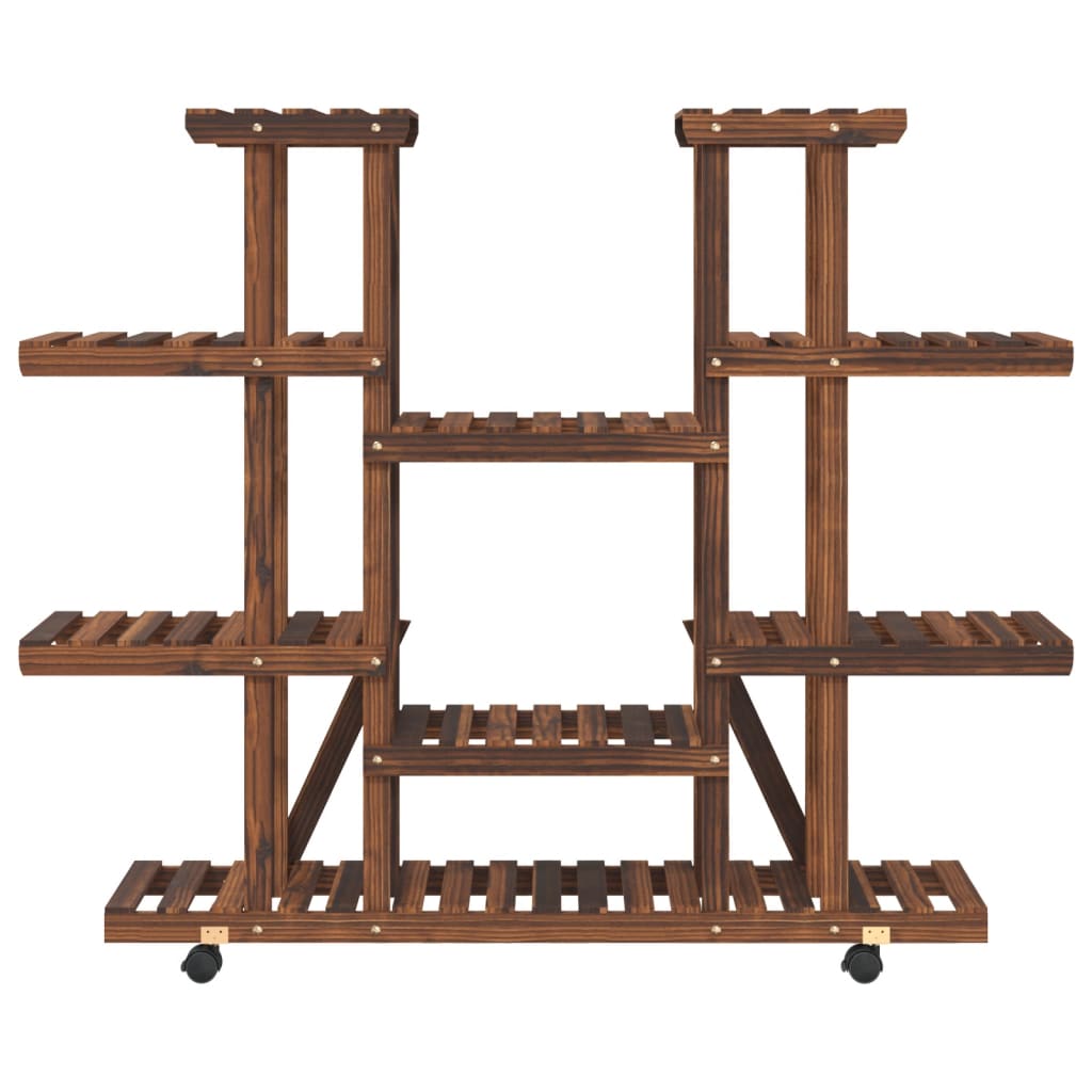 Plantenstandaard met wielen 110x25x115 cm massief vurenhout – afbeelding 4