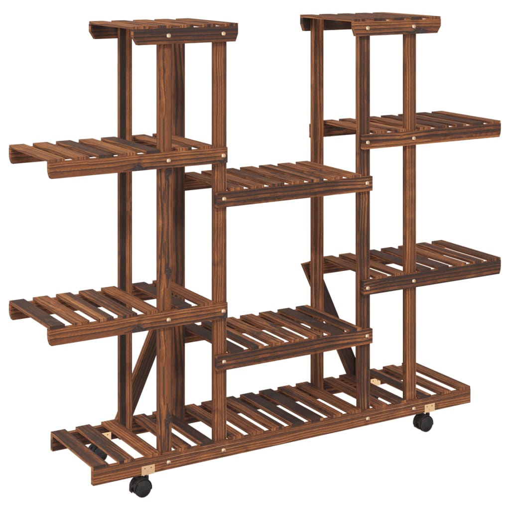 Plantenstandaard met wielen 110x25x115 cm massief vurenhout – afbeelding 6