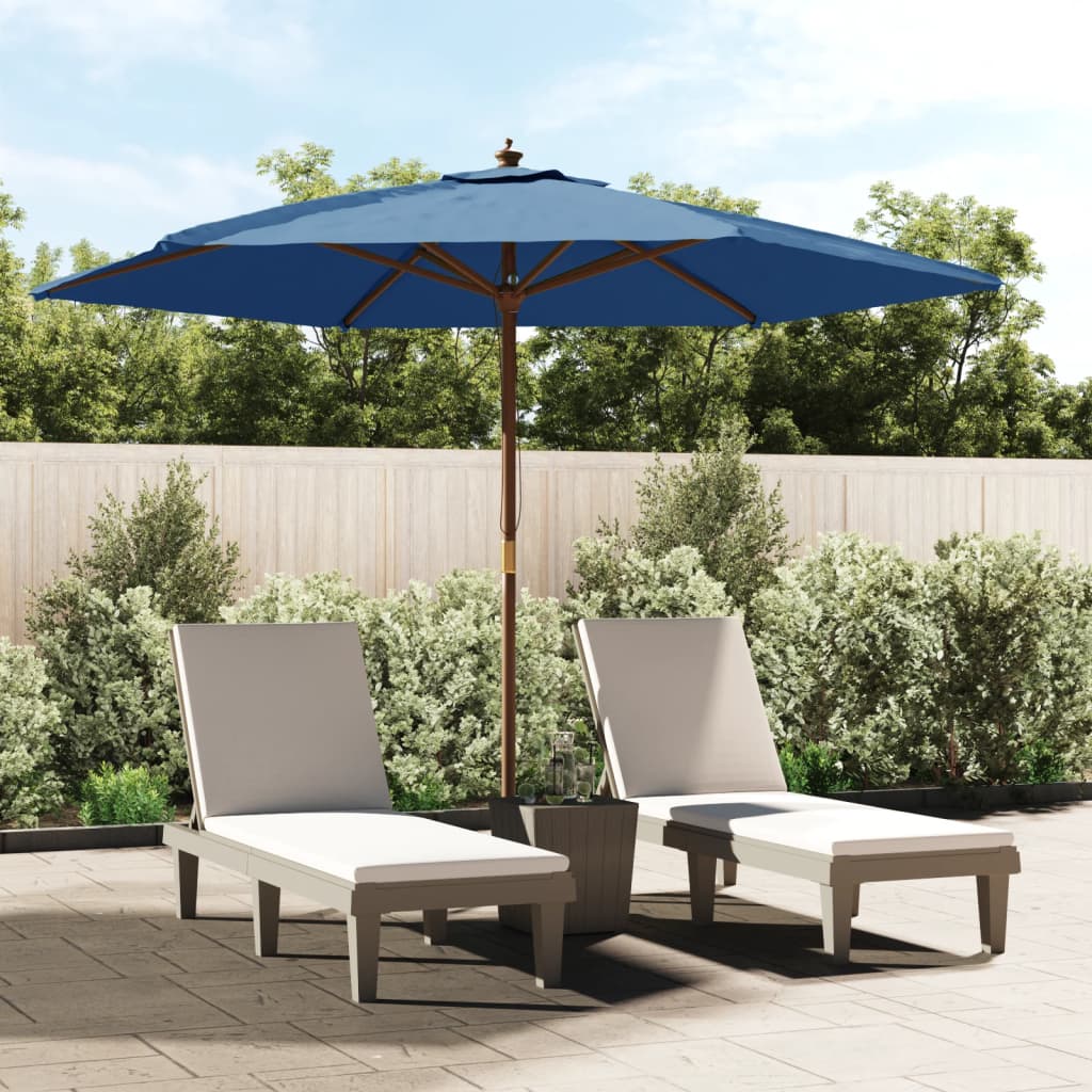 Parasol met houten paal 299x240 cm azuurblauw