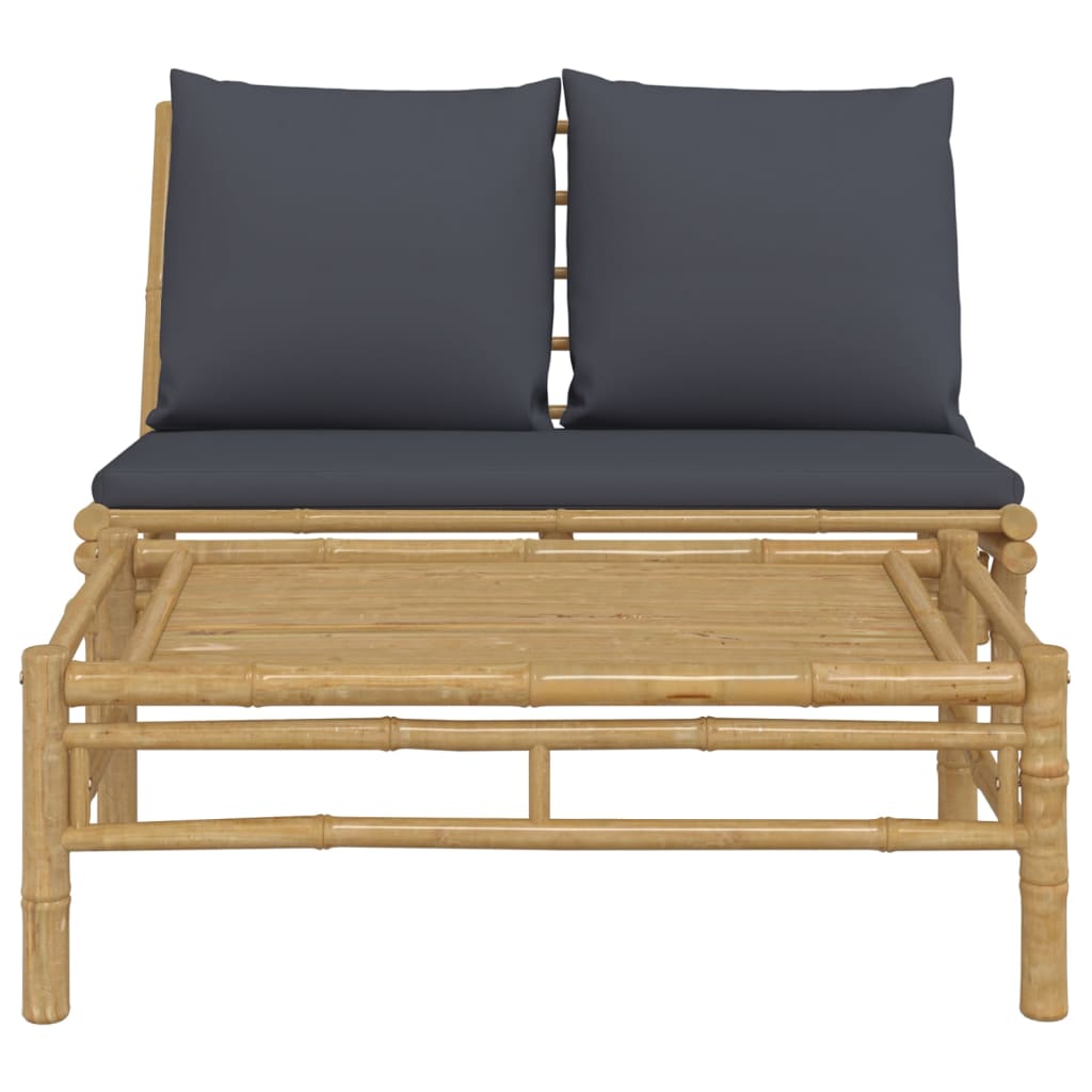 2-delige Loungeset met kussens bamboe donkergrijs – afbeelding 3