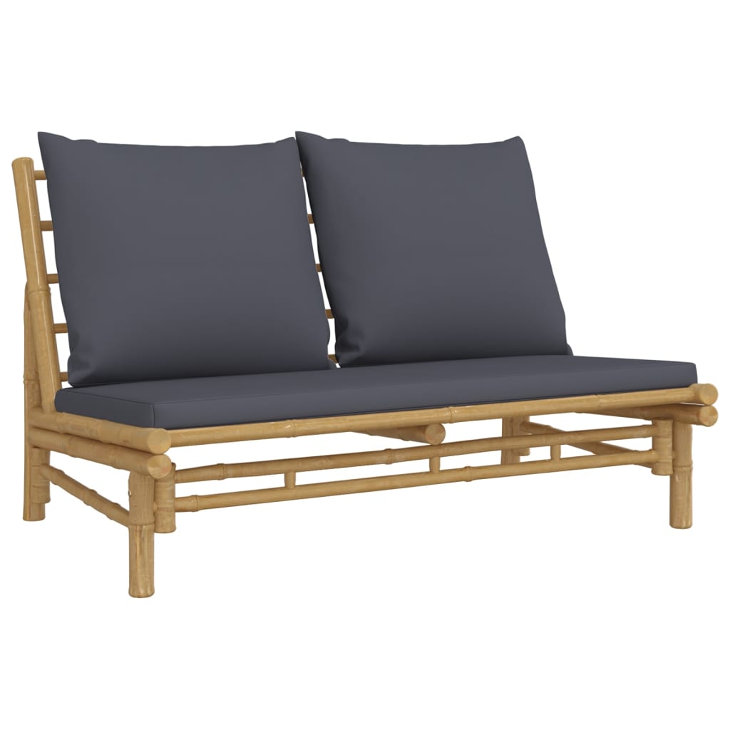 2-delige Loungeset met kussens bamboe donkergrijs – afbeelding 5