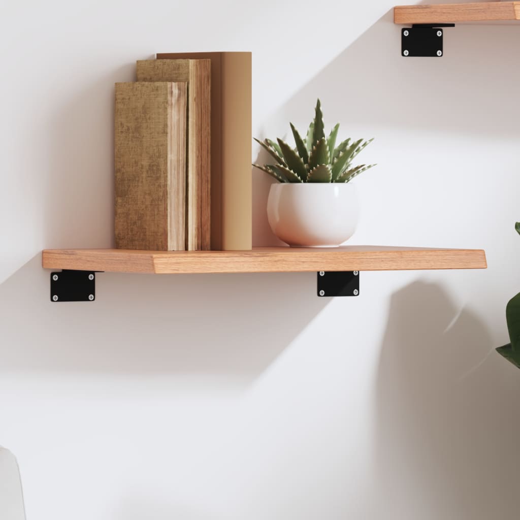 Wandschap 40x20x2 cm behandeld massief eikenhout lichtbruin – afbeelding 1