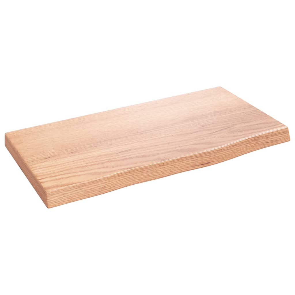 Wandschap 40x20x2 cm behandeld massief eikenhout lichtbruin – afbeelding 2
