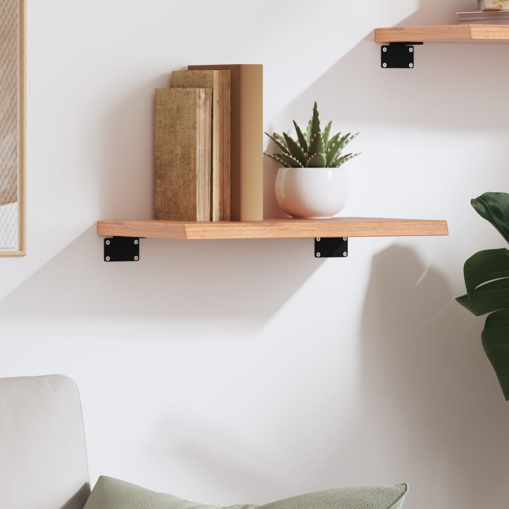 Wandschap 40x20x2 cm behandeld massief eikenhout lichtbruin – afbeelding 3