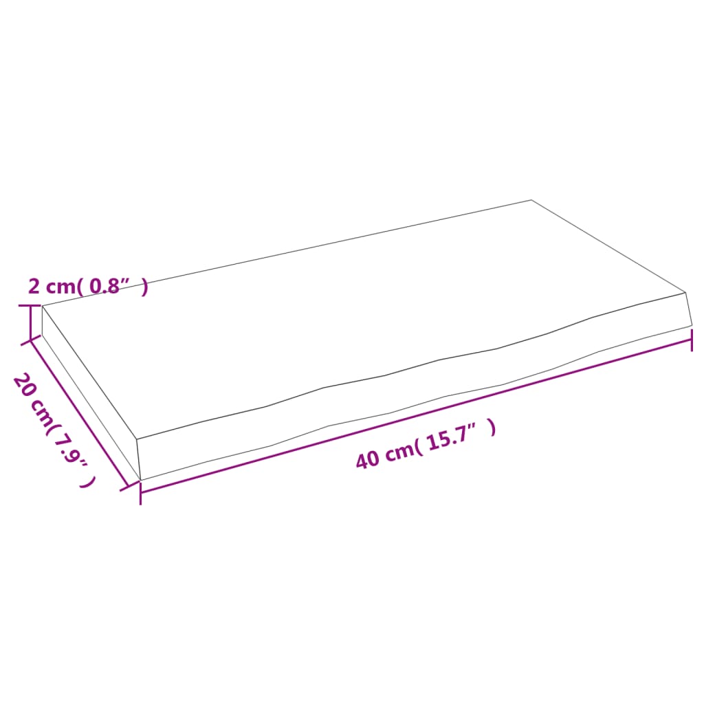 Wandschap 40x20x2 cm behandeld massief eikenhout lichtbruin – afbeelding 7