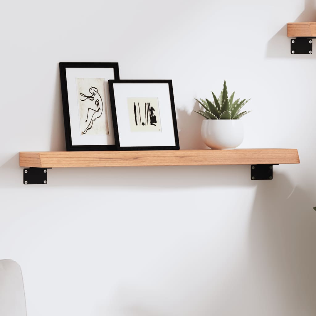 Wandschap 60x10x4 cm behandeld massief eikenhout lichtbruin – afbeelding 1