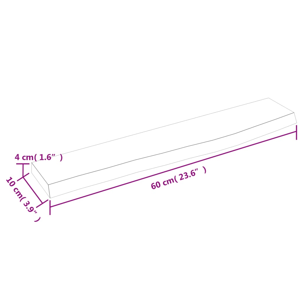 Wandschap 60x10x4 cm behandeld massief eikenhout lichtbruin – afbeelding 7