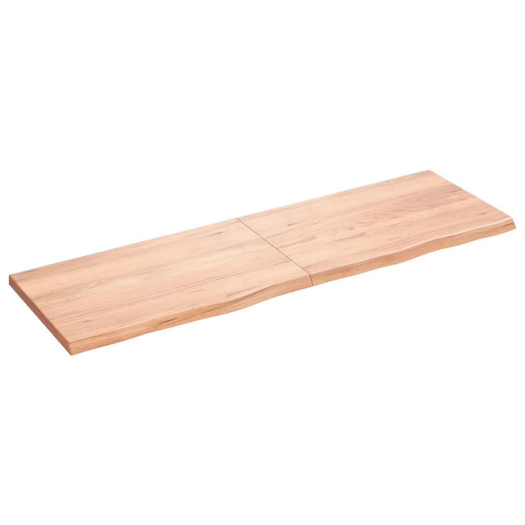 Wandschap 160x50x(2-4)cm behandeld massief eikenhout lichtbruin – afbeelding 1