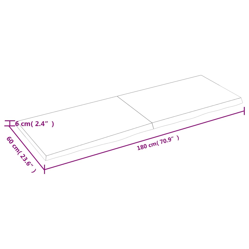 Wandschap 180x60x(2-6)cm behandeld massief eikenhout lichtbruin – afbeelding 9