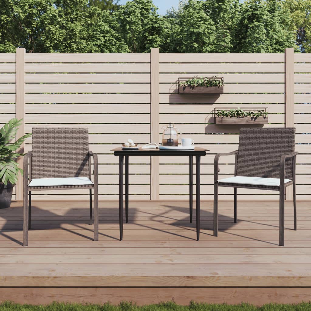Tuinstoelen 2 st met kussens 56x59x84 cm poly rattan bruin – afbeelding 1