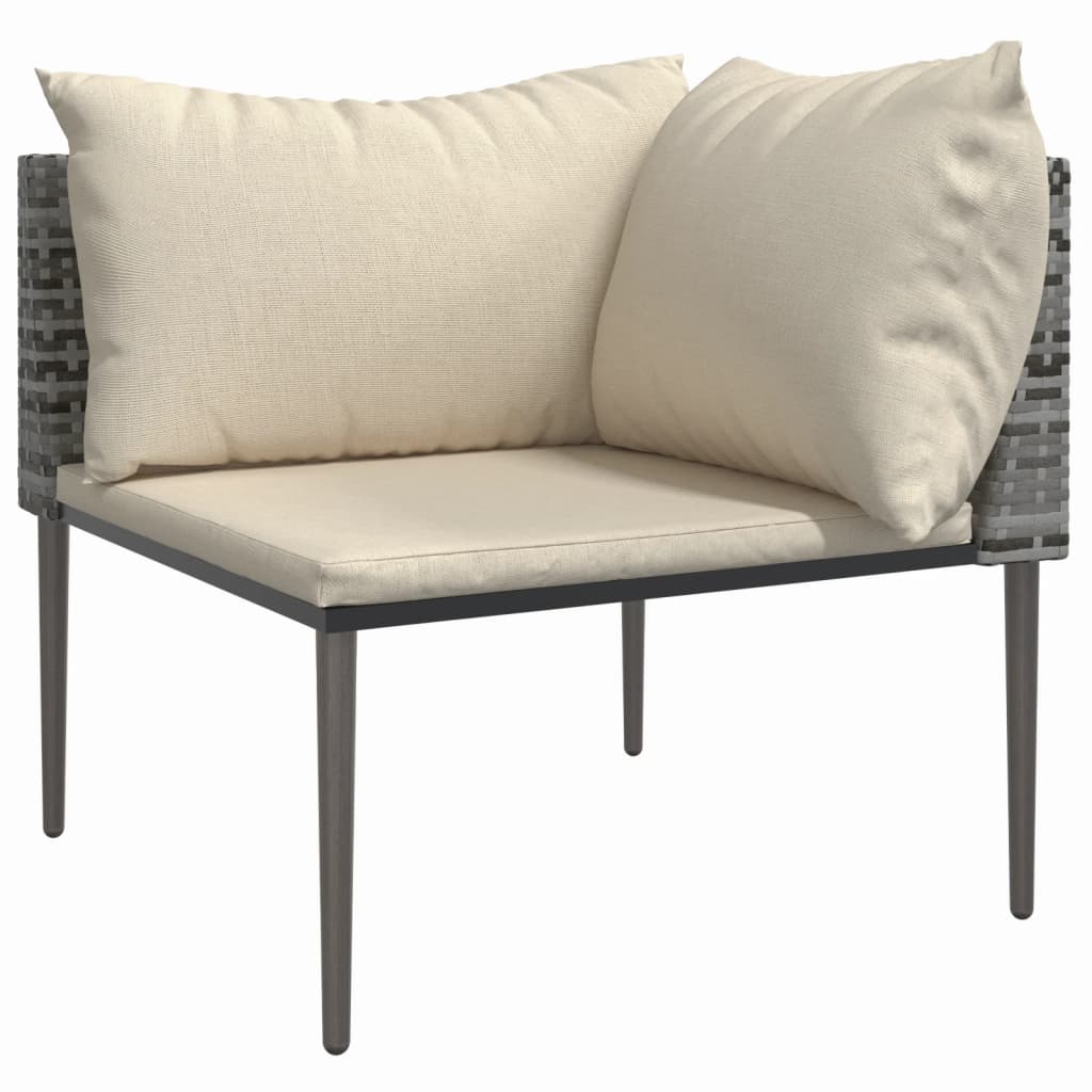 Tuinhoekbank met kussens poly rattan grijs – afbeelding 2