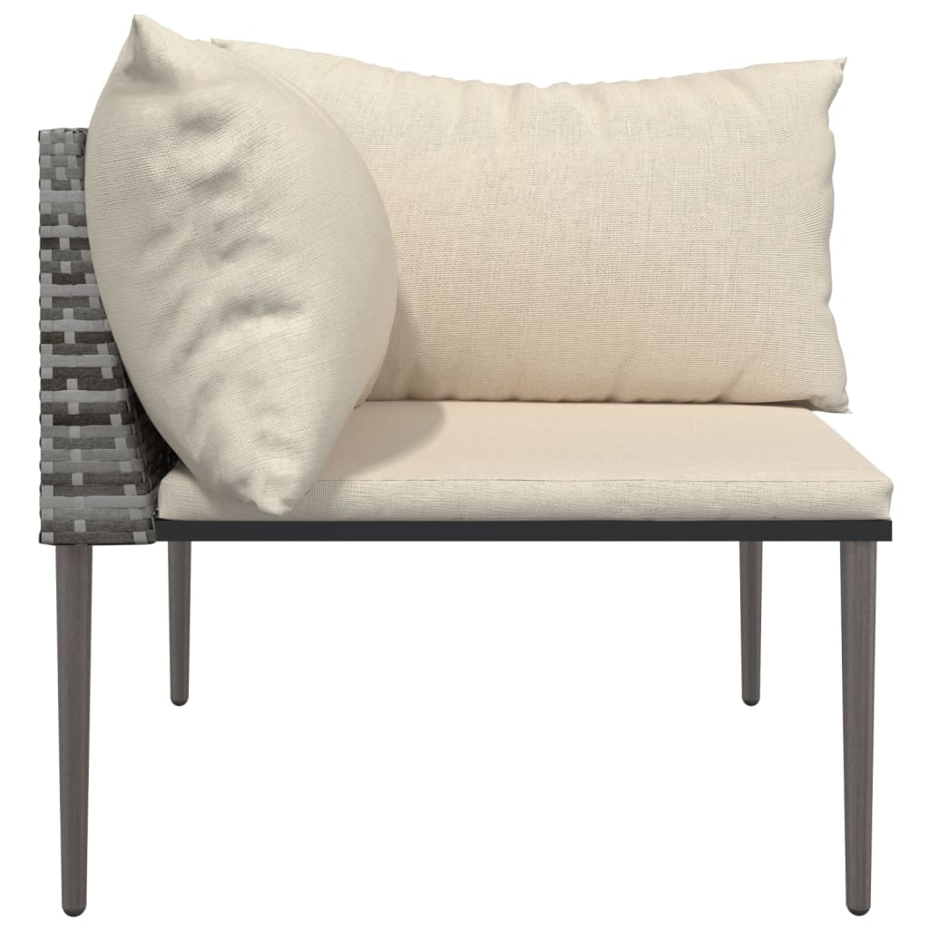 Tuinhoekbank met kussens poly rattan grijs – afbeelding 3
