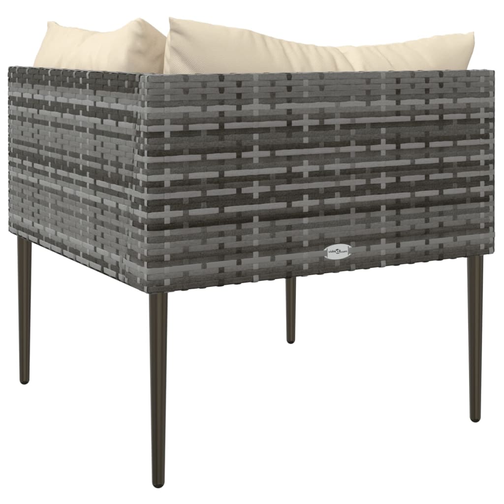 Tuinhoekbank met kussens poly rattan grijs – afbeelding 5