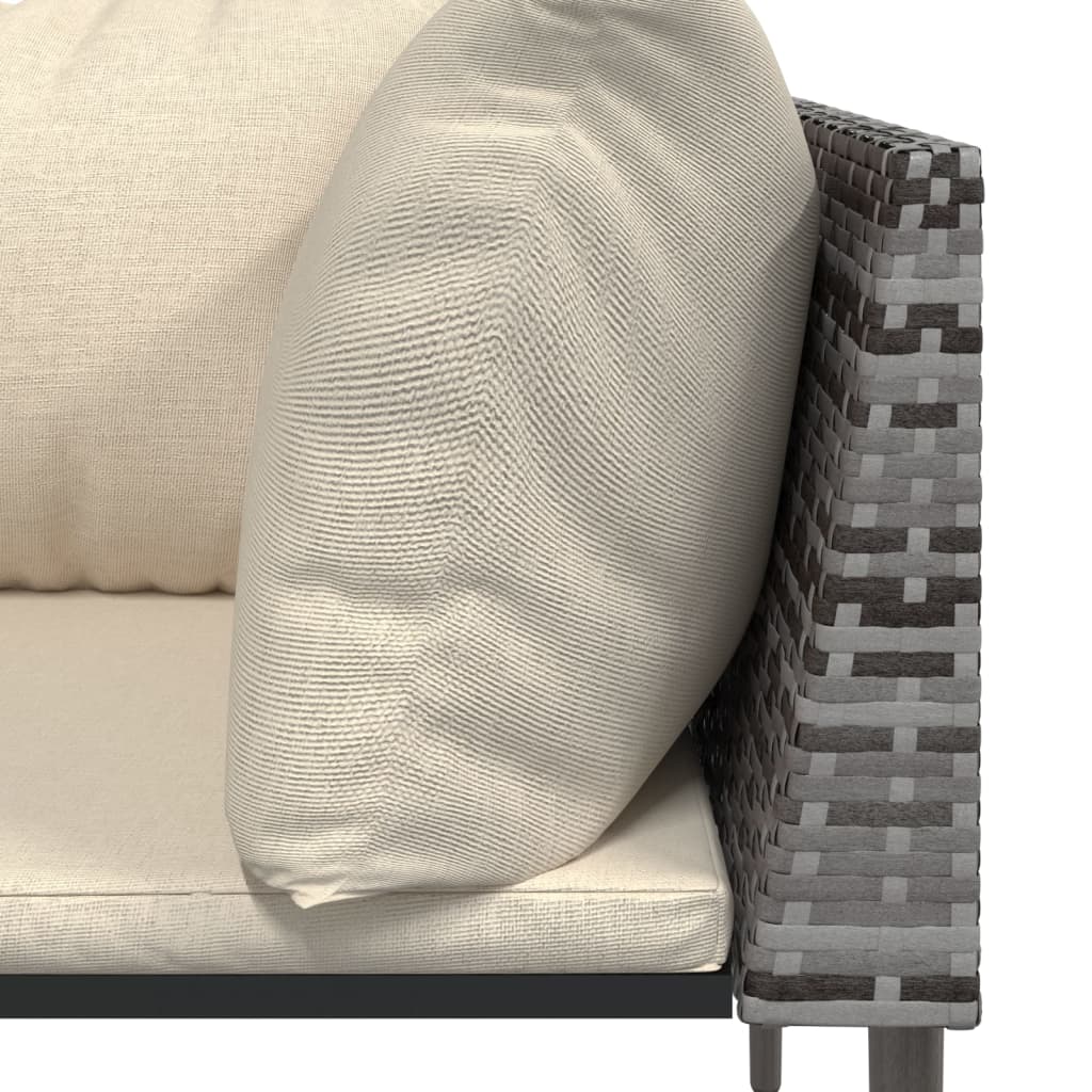 Tuinhoekbank met kussens poly rattan grijs – afbeelding 6