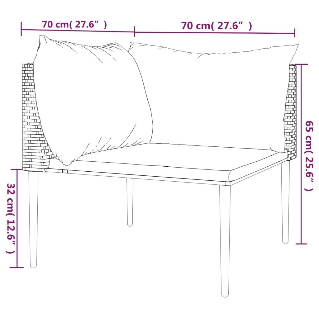 Tuinhoekbank met kussens poly rattan grijs – afbeelding 8