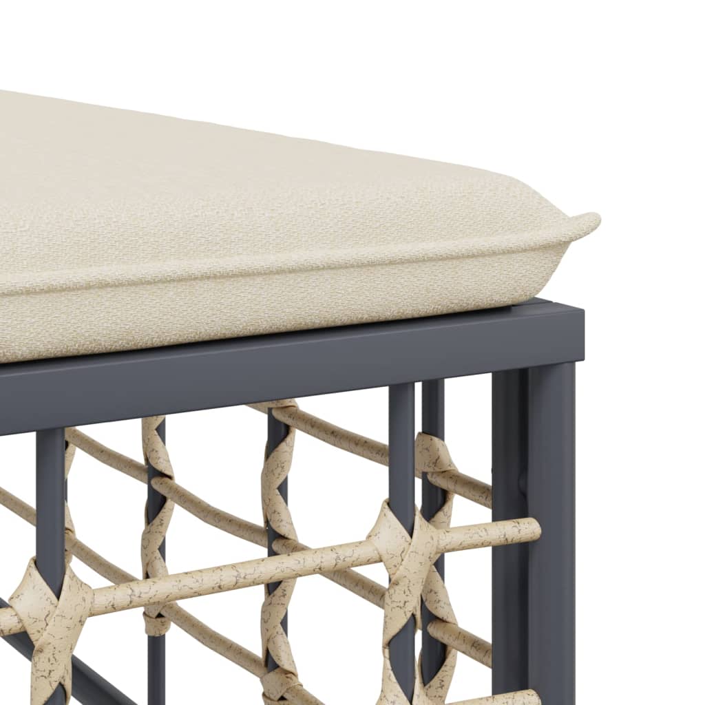 Tuinmiddenbank met beige kussens poly rattan – afbeelding 5