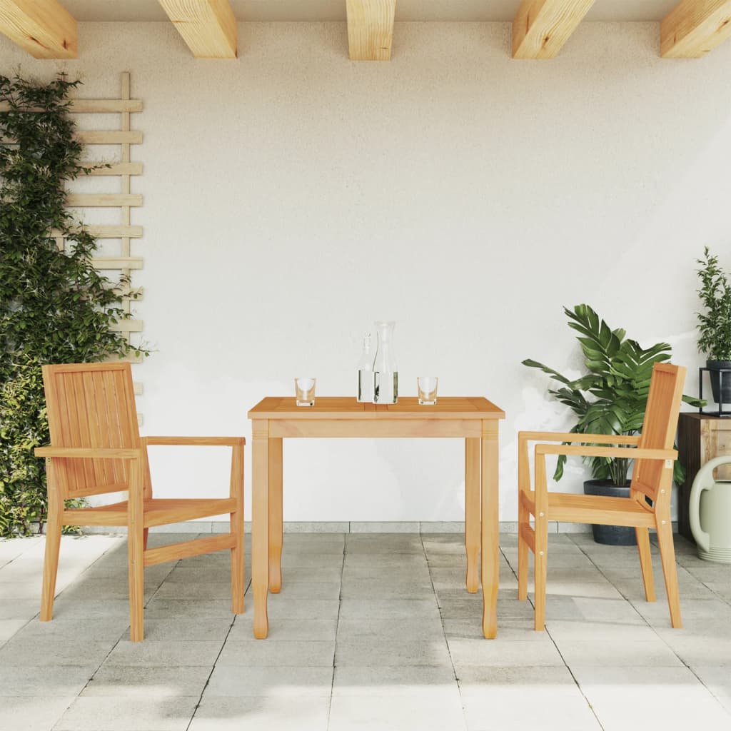 Tuinstoelen stapelbaar 2 st 56,5x57,5x91 cm massief teakhout – afbeelding 1