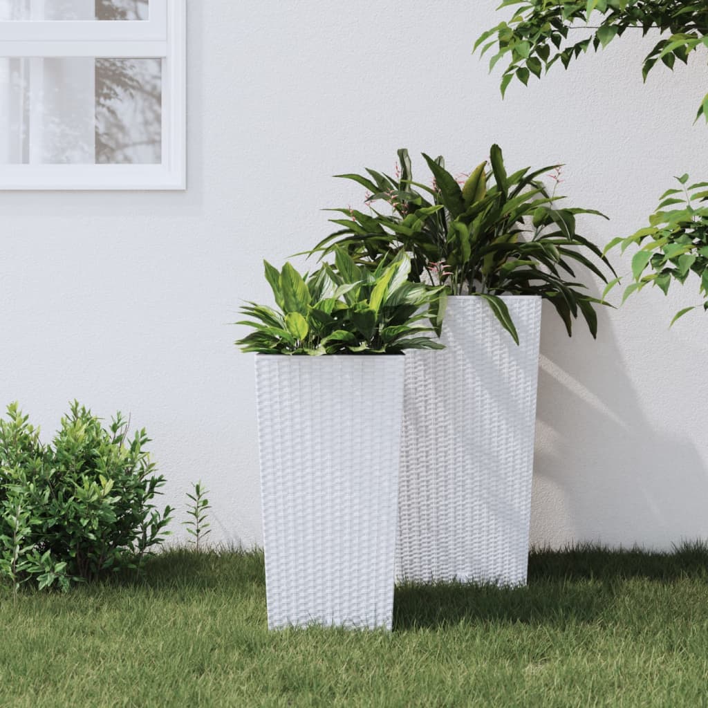 Plantenbak met uitneembare bak rattan-look 11/26,5 L PP wit