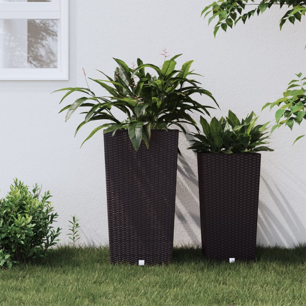 Plantenbak met uitneembare bak rattan-look 21/49 L PP bruin