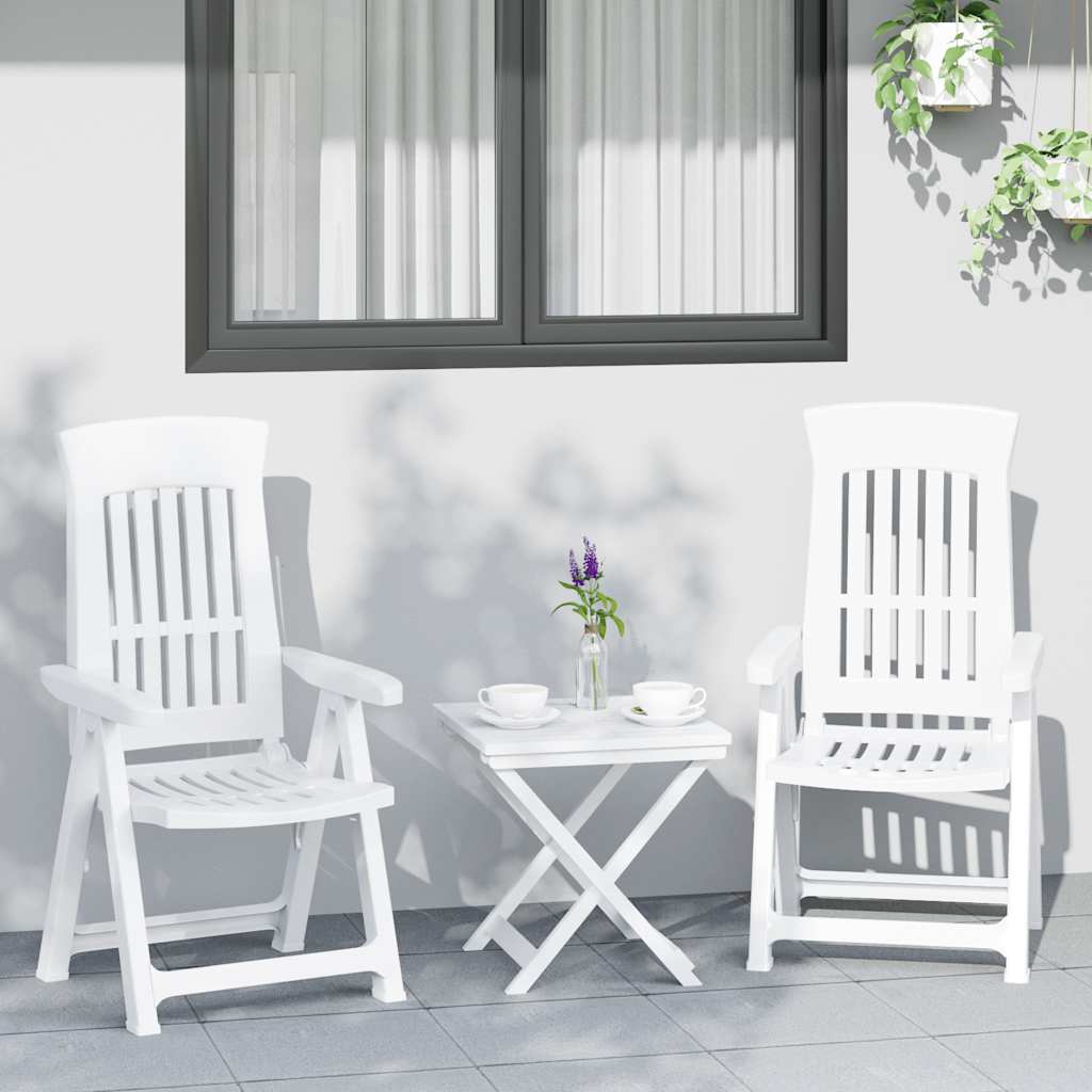 Tuinstoelen 2 st verstelbaar PP wit – afbeelding 1