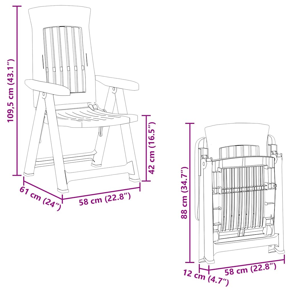 Tuinstoelen 2 st verstelbaar PP antracietkleurig – afbeelding 12