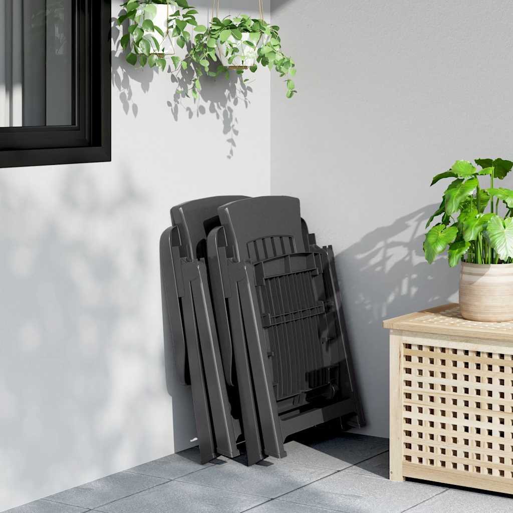 Tuinstoelen 2 st verstelbaar PP antracietkleurig – afbeelding 3