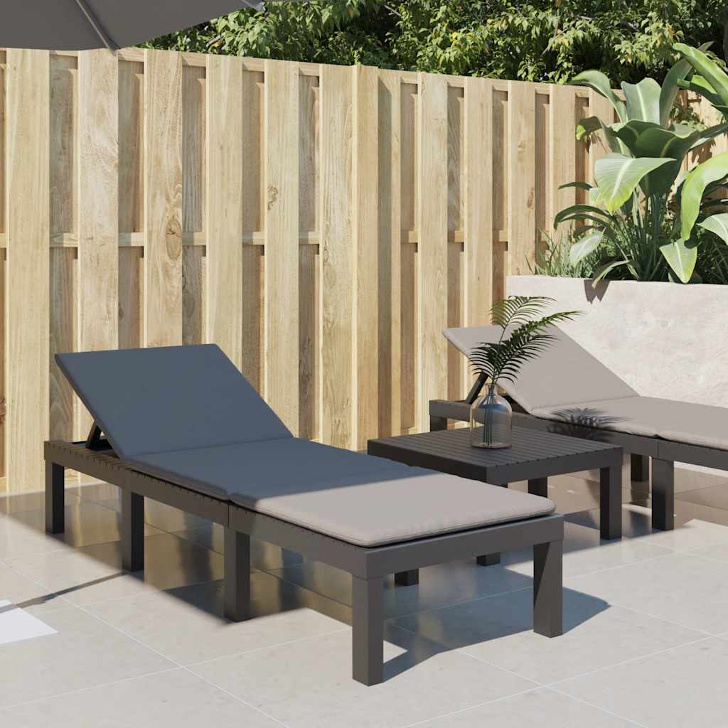Ligbed met kussens PP antracietkleurig – afbeelding 1