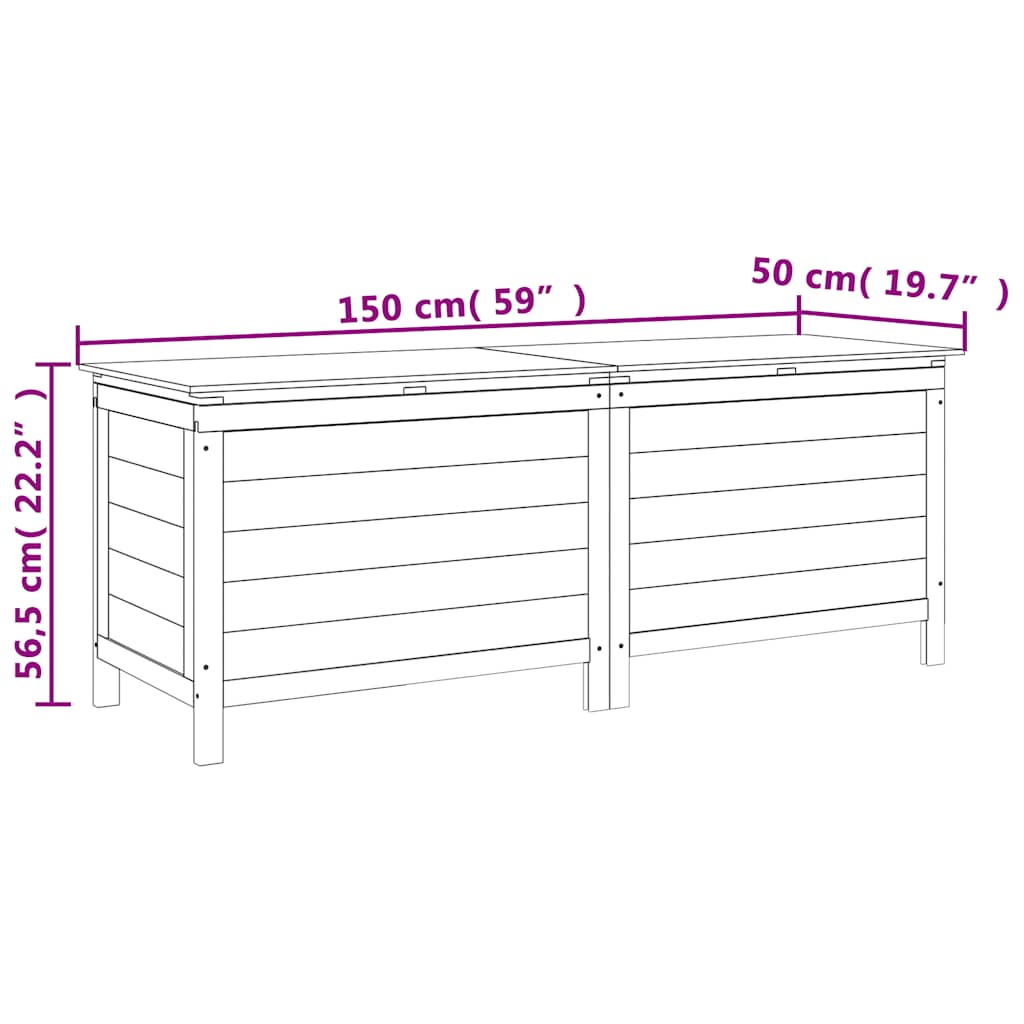 Tuinbox 150x50x56,5 cm massief vurenhout antracietkleurig – afbeelding 8