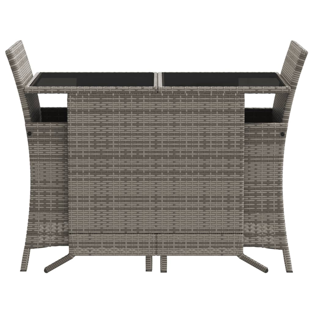 3-delige Bistroset met kussens poly rattan grijs – afbeelding 4