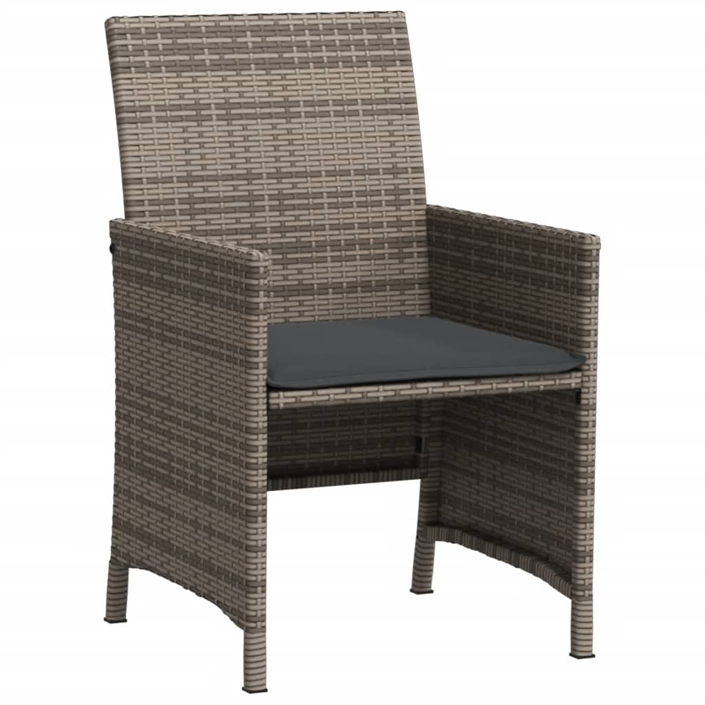 3-delige Bistroset met kussens poly rattan grijs – afbeelding 5