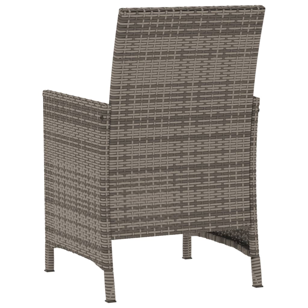 3-delige Bistroset met kussens poly rattan grijs – afbeelding 8