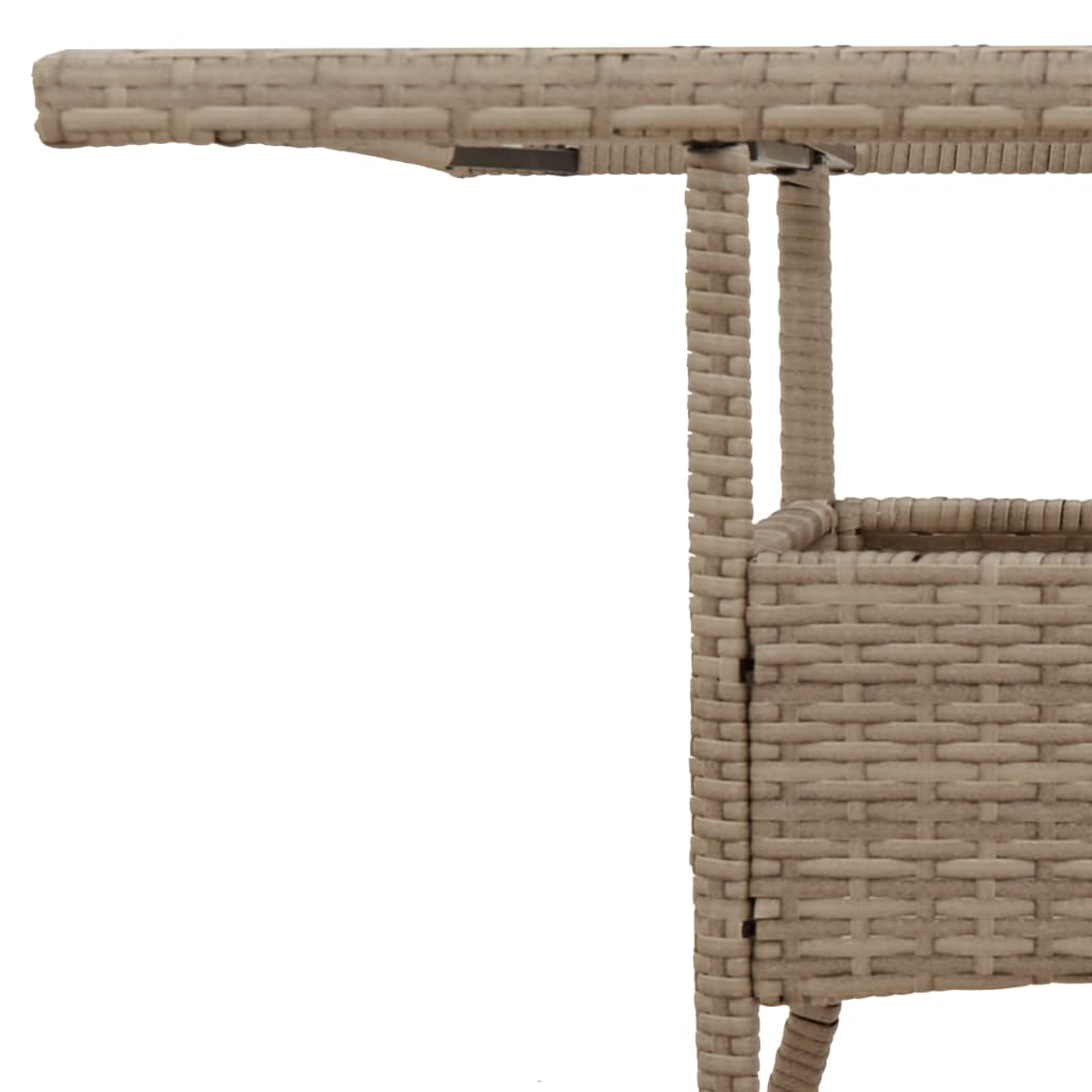 Tuintafel met glazen blad 80x80x75 cm poly rattan beige – afbeelding 9