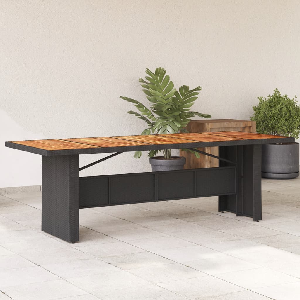 Tuintafel met acaciahouten blad 240x90x75 cm poly rattan zwart – afbeelding 1