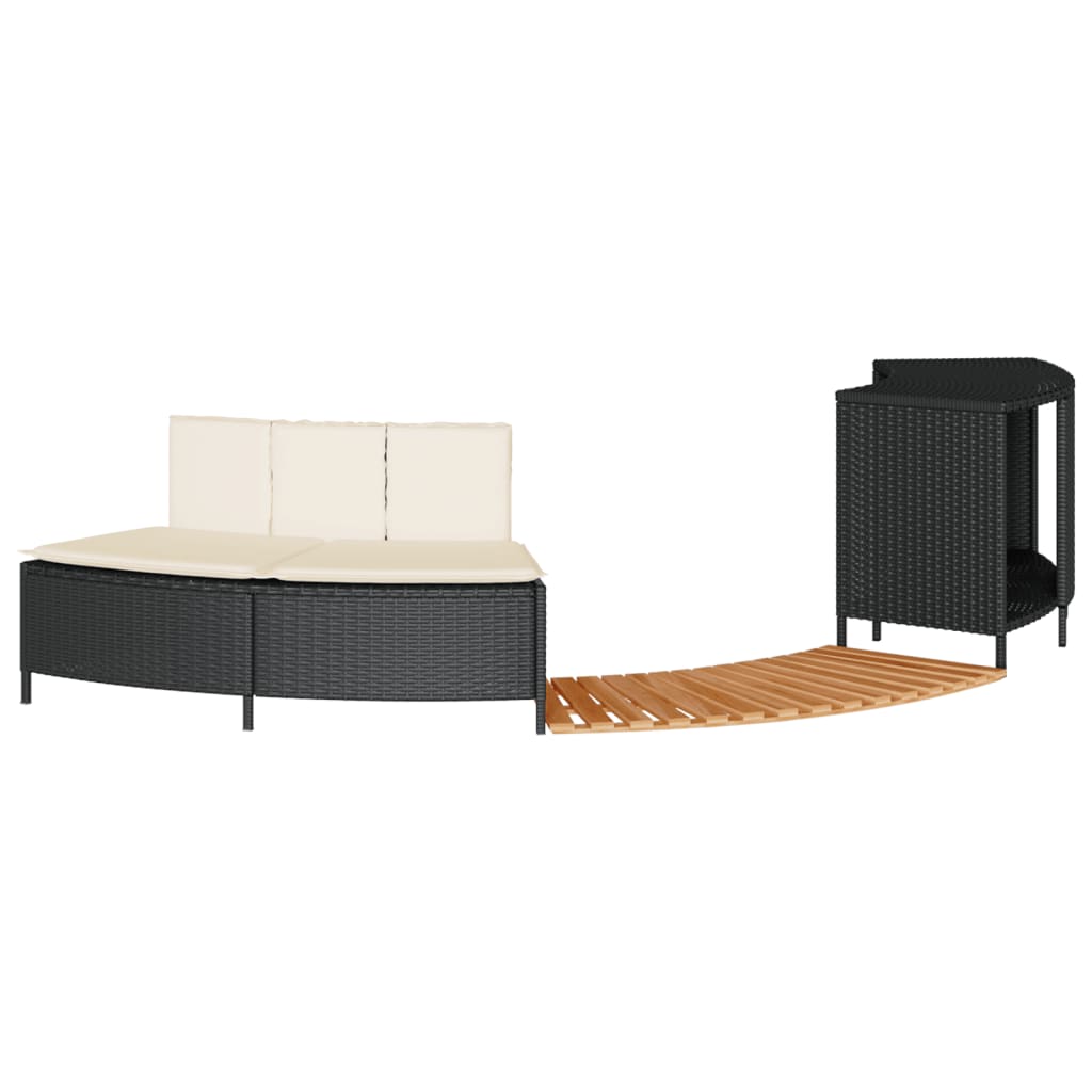Hottub-ombouw poly rattan en massief acaciahout zwart – afbeelding 2