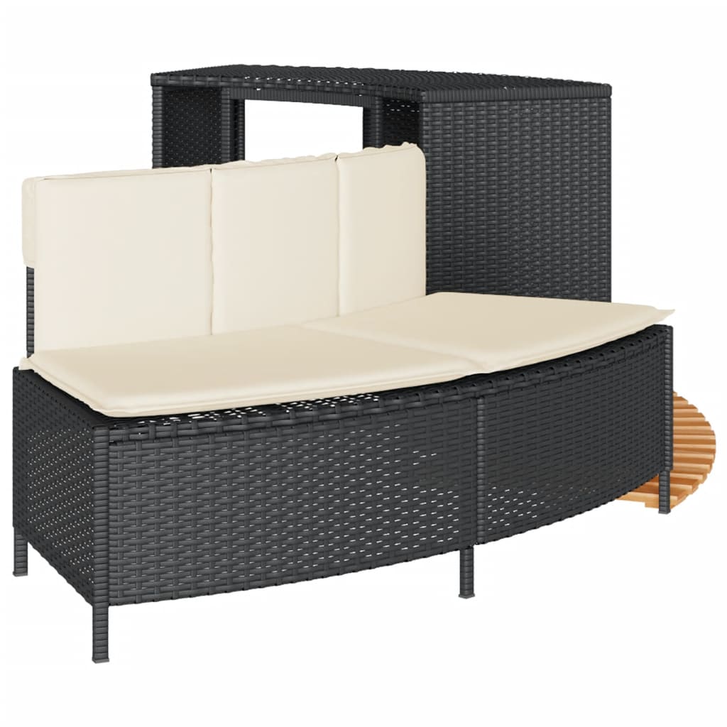 Hottub-ombouw poly rattan en massief acaciahout zwart – afbeelding 5