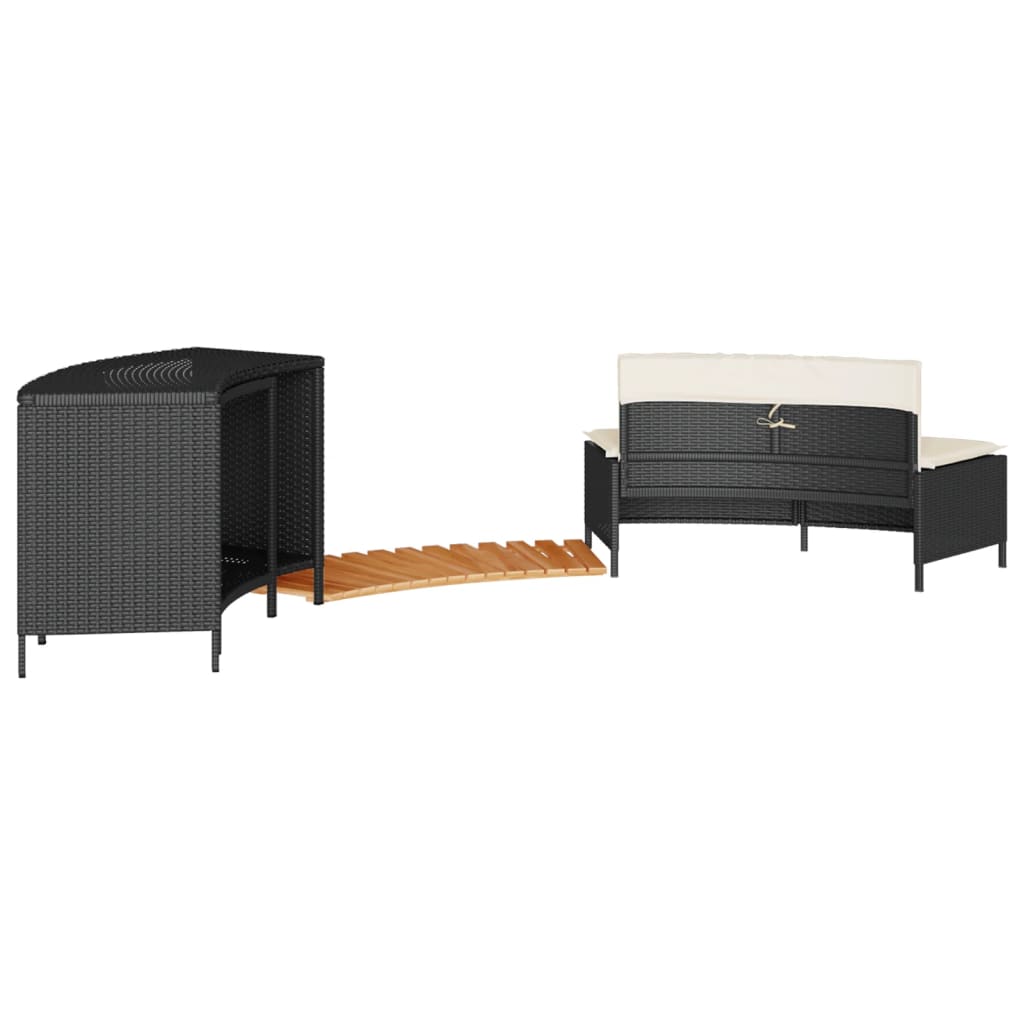 Hottub-ombouw poly rattan en massief acaciahout zwart – afbeelding 6