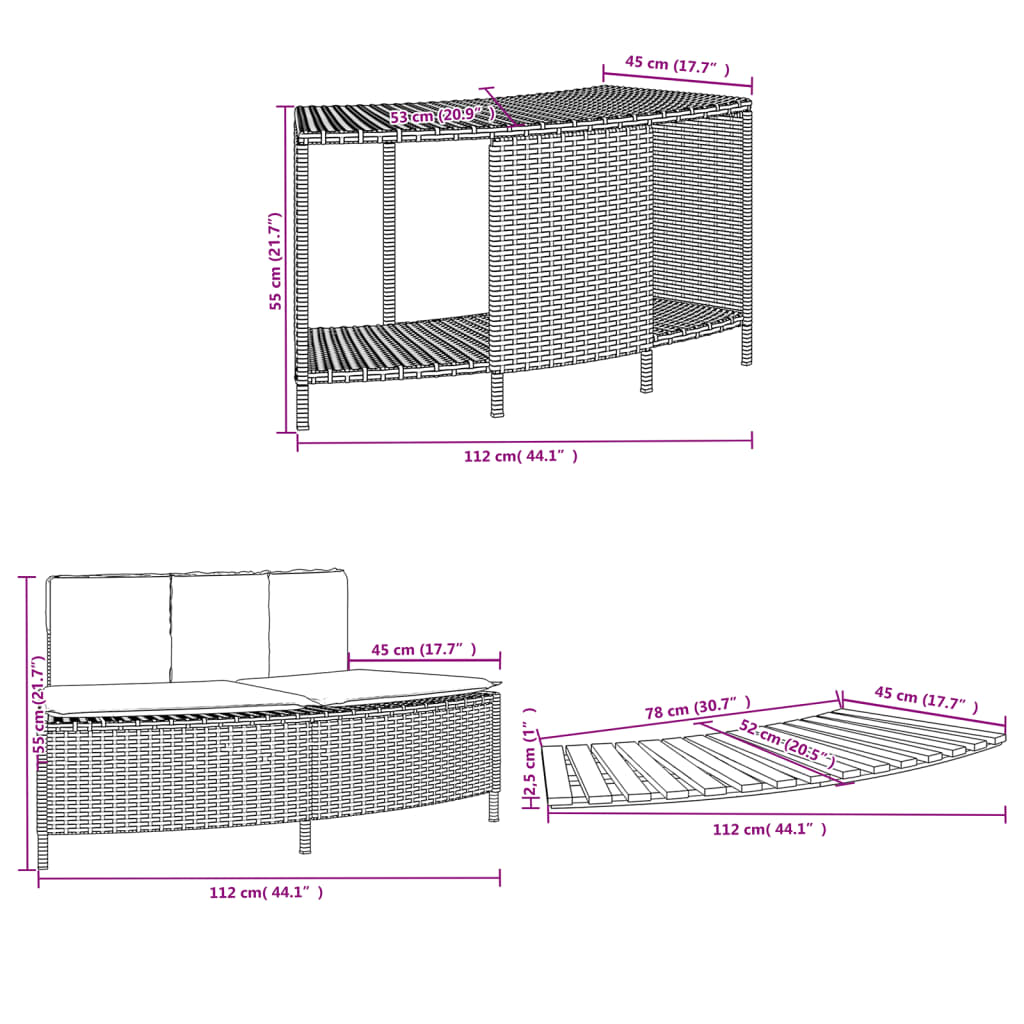 Hottub-ombouw poly rattan en massief acaciahout zwart – afbeelding 9