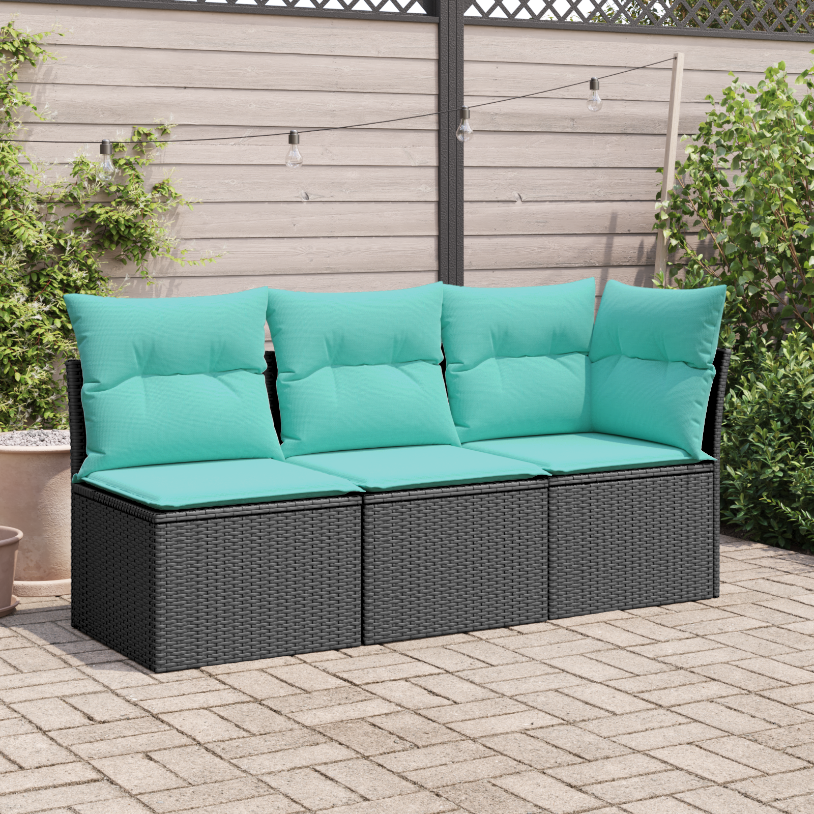 | Tuinbank | met kussen met opslag Zwart 172 x 62 x 69 cm Poly riet