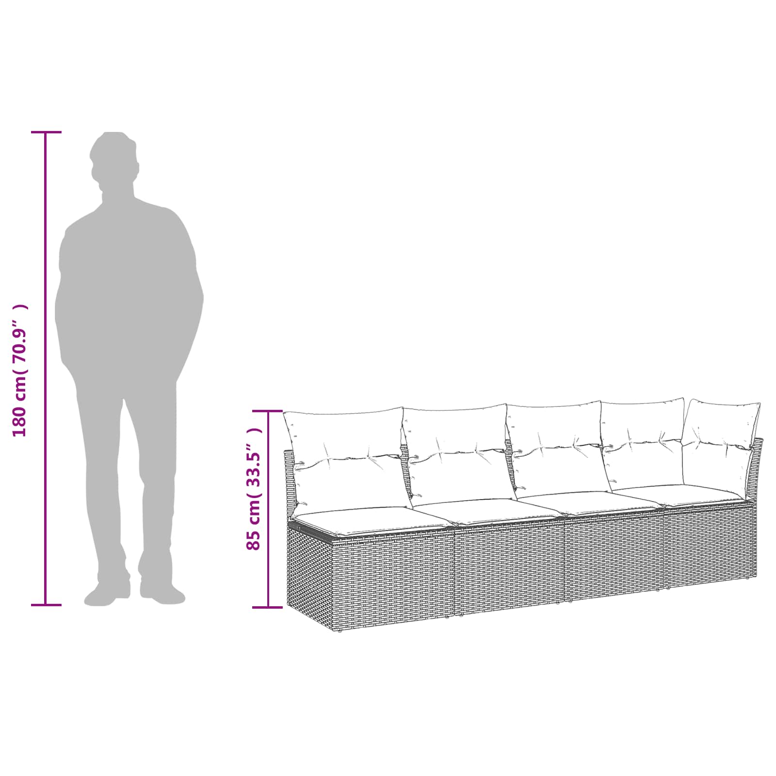 | Tuinbank | met kussen Grijs 227 x 62 x 69 cm poly rattan – afbeelding 10
