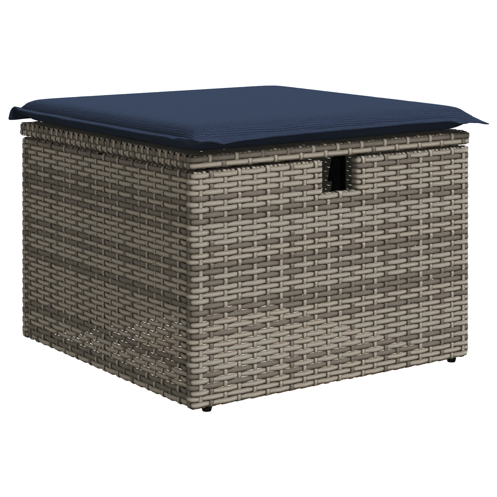 Tuinkruk met kussen 55x55x37 cm poly rattan grijs – afbeelding 2