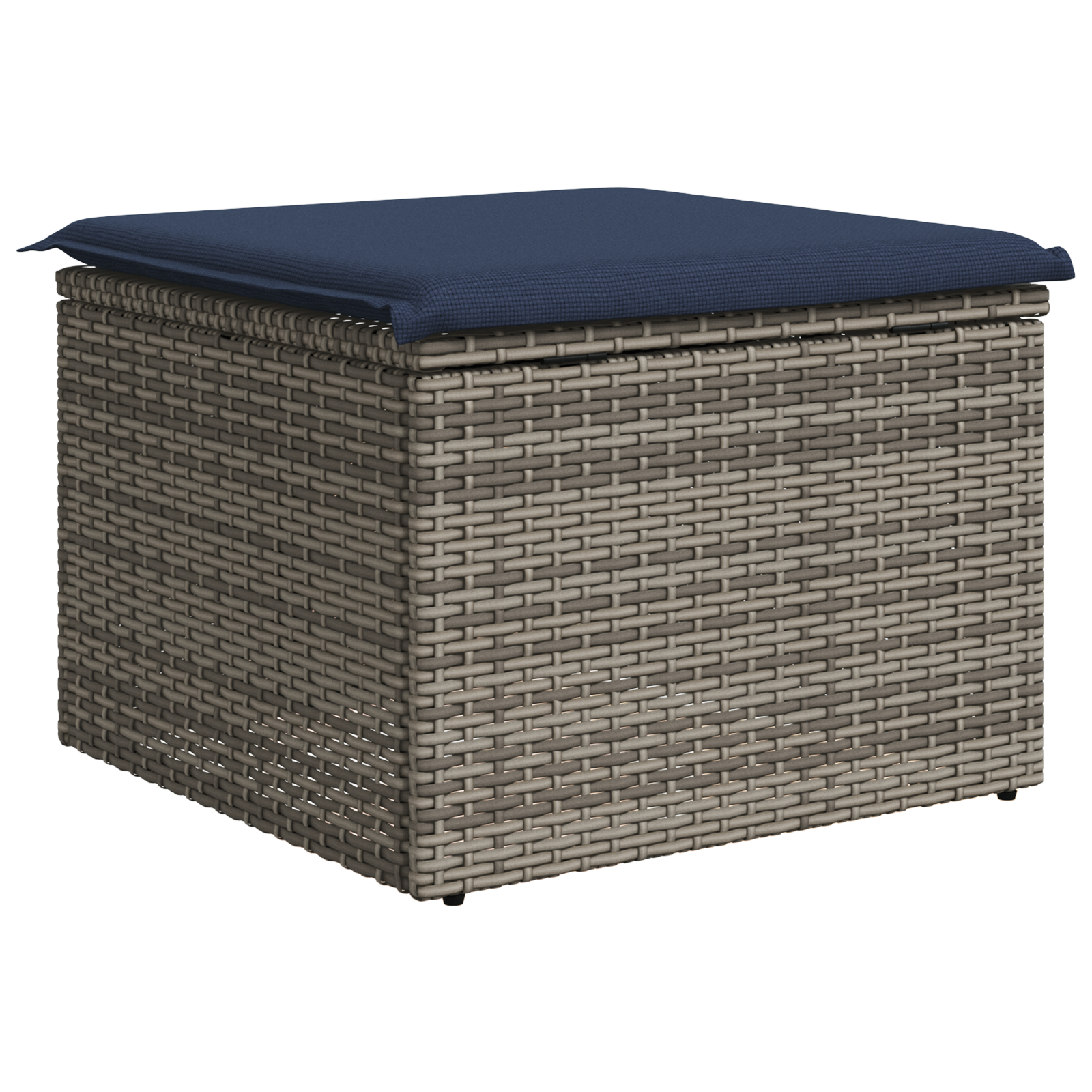 Tuinkruk met kussen 55x55x37 cm poly rattan grijs – afbeelding 4