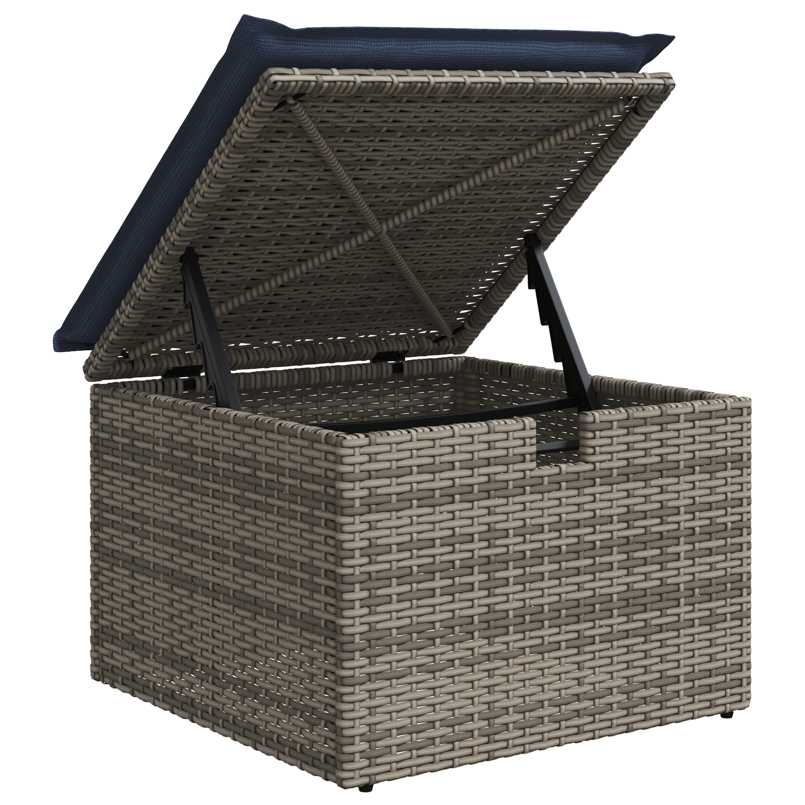 Tuinkruk met kussen 55x55x37 cm poly rattan grijs – afbeelding 7
