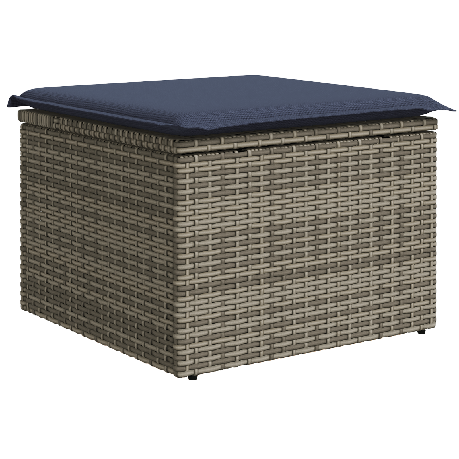 Tuinkruk met kussen 55x55x37 cm poly rattan grijs – afbeelding 2