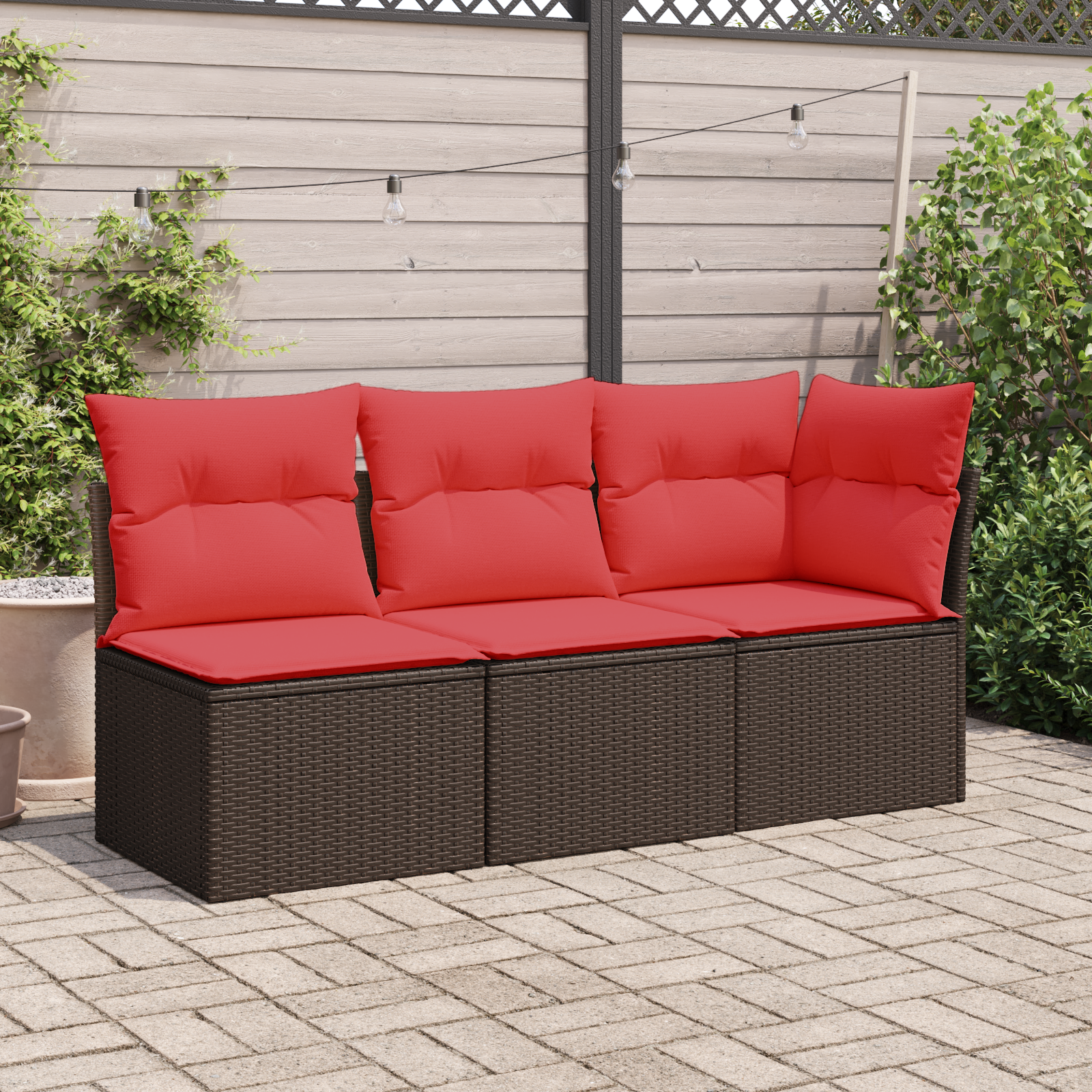 | Tuinbank | met kussen Bruin 55 x 62 x 69 cm poly rattan