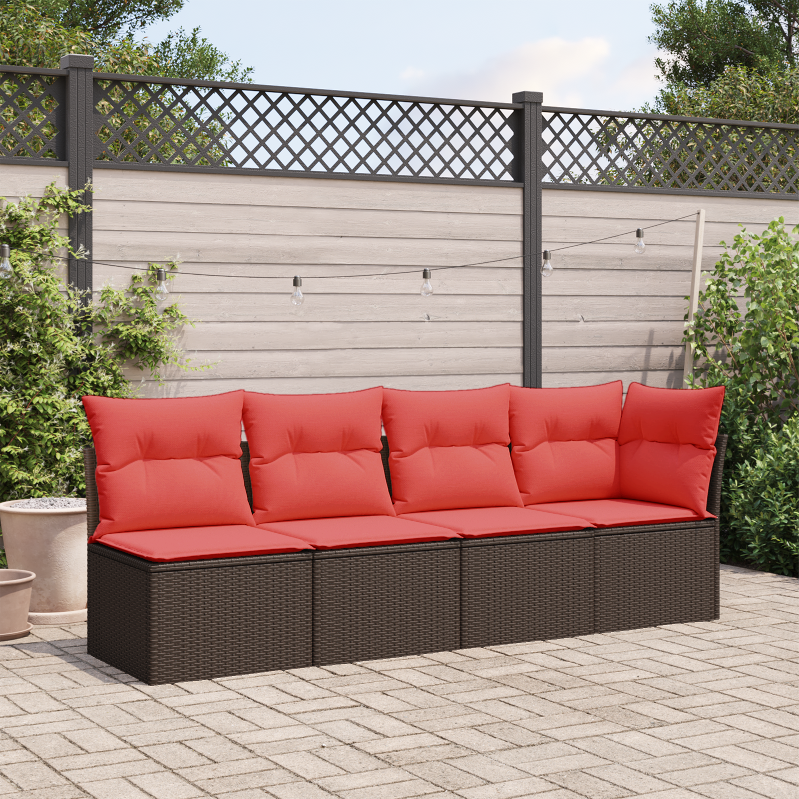 | Tuinbank | met kussen Bruin 227 x 62 x 69 cm poly rattan