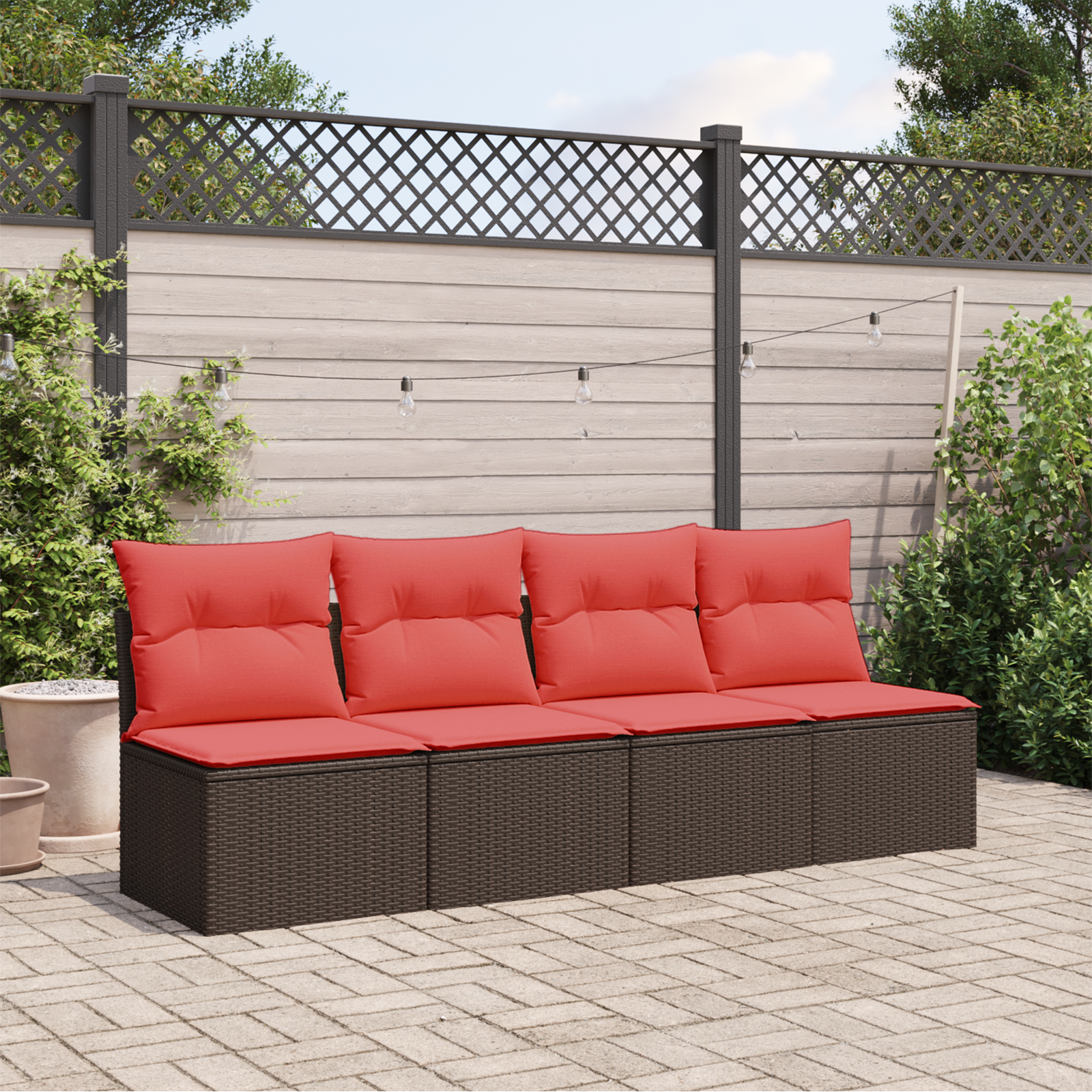 | Tuinbank | met kussen Bruin 227 x 62 x 69 cm poly rattan