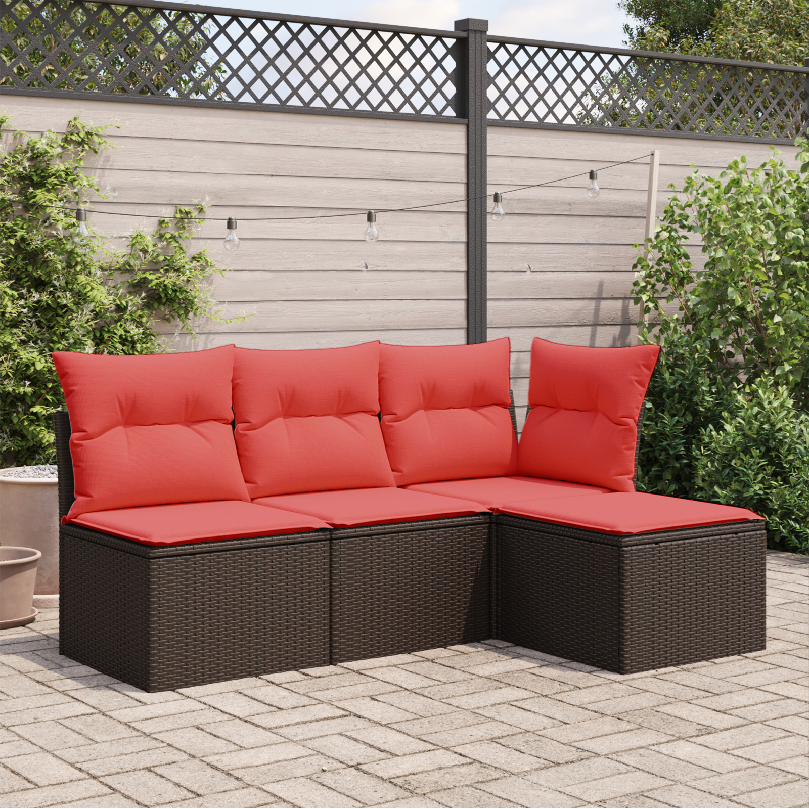 Tuinkruk met kussen 55x55x37 cm poly rattan bruin