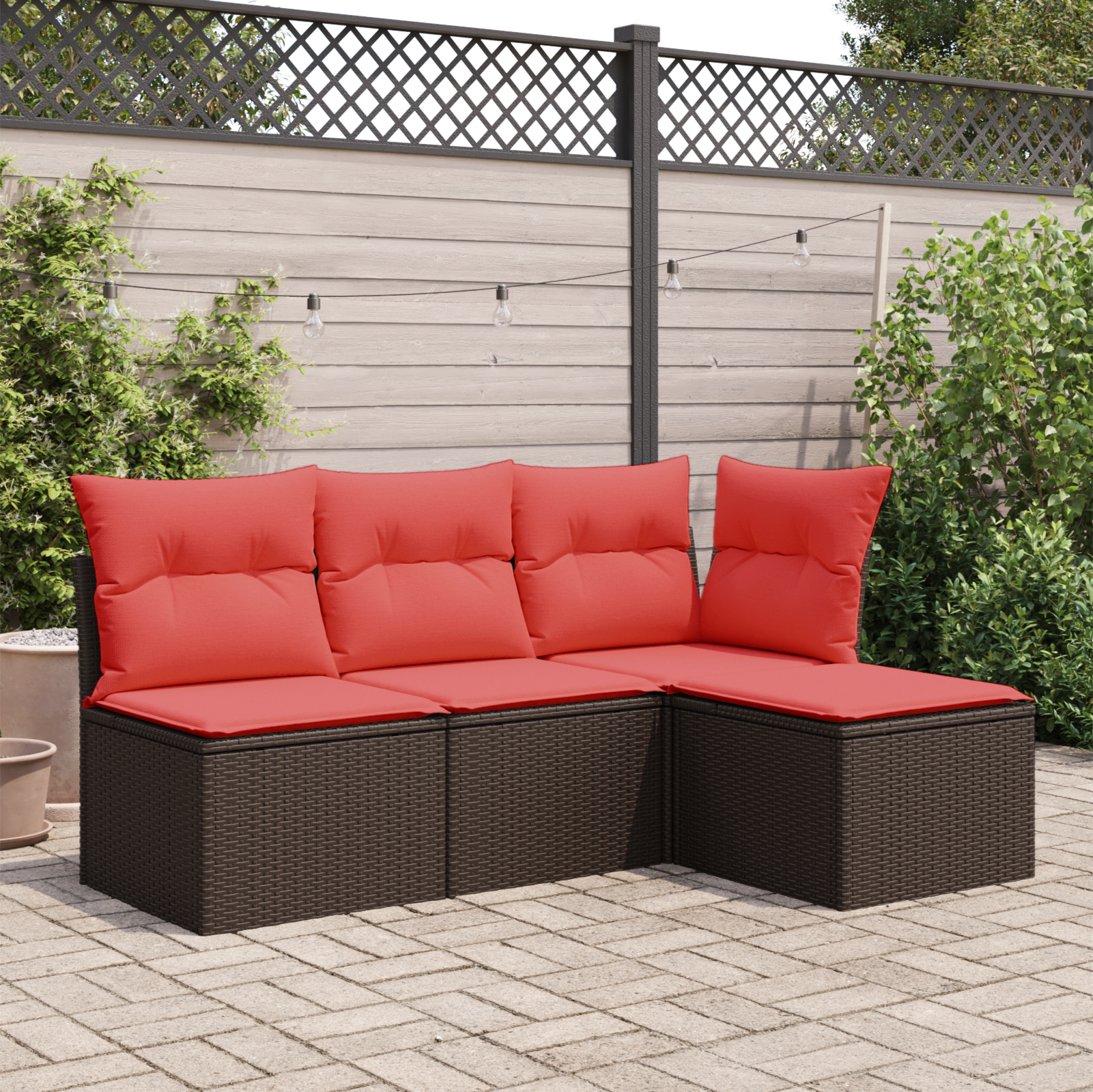 Tuinkruk met kussen 55x55x37 cm poly rattan bruin
