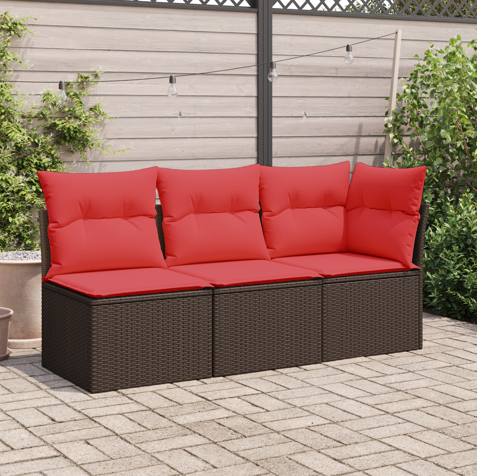 | Tuinbank | met kussen met opslag Bruin 172 x 62 x 69 cm Poly riet