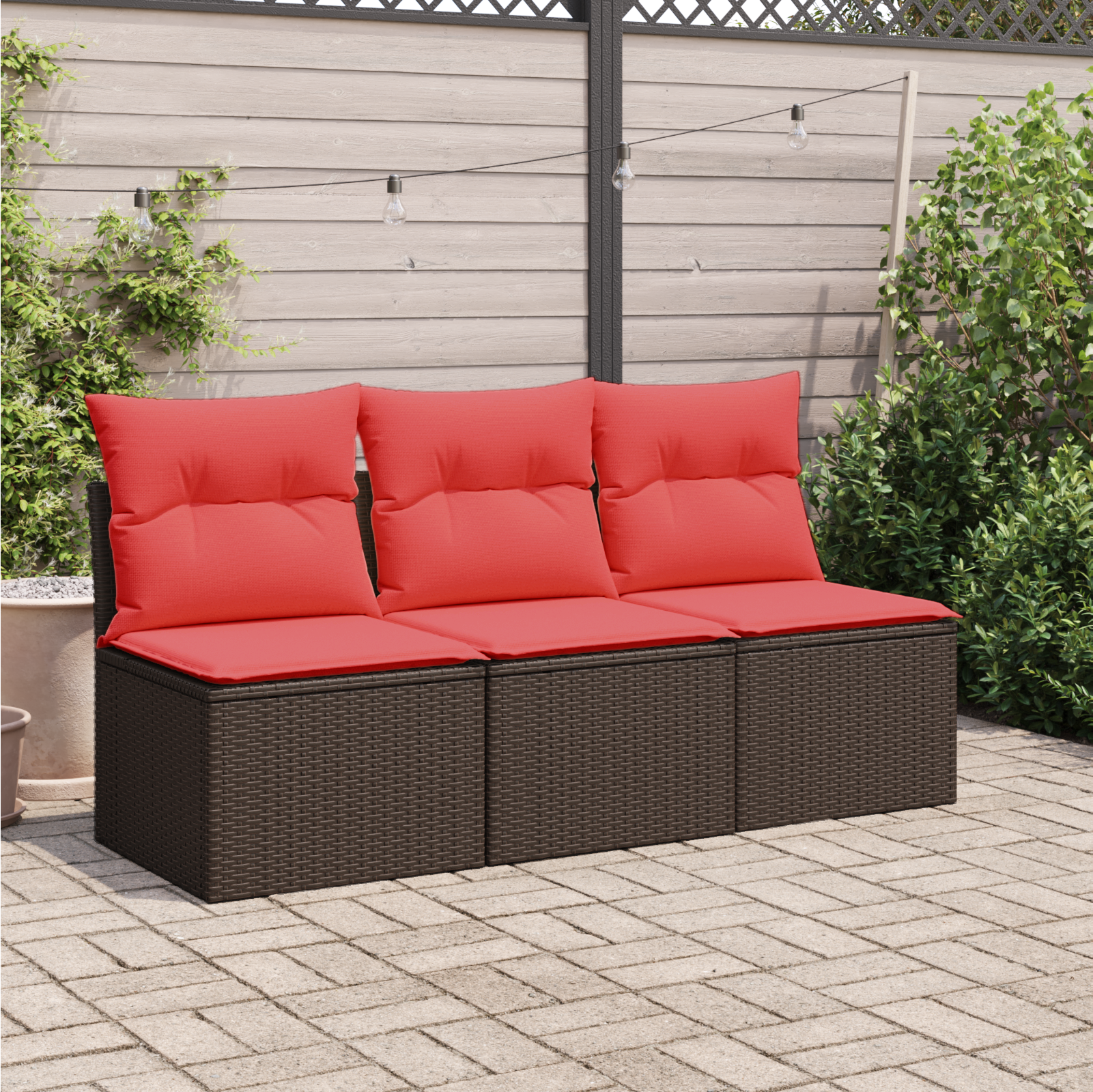 | Tuinbank | met kussen met opslag Bruin 165 x 62 x 69 cm Poly riet